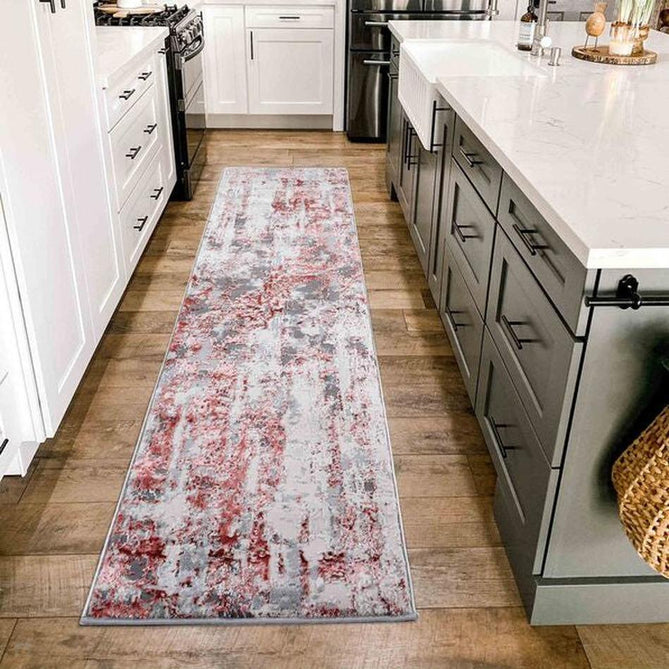Emperor 320 Styra EMP20 Modern Abstract Distressed Metallic Shimmer Soft Textured Hi-Lo Polyblend Short Pile Pink Rug-Desire Rugs-Rug Love - The Most Loved Rug Store