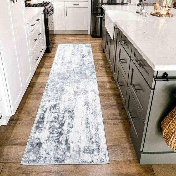 Emperor 320 Styra EMP20 Modern Abstract Distressed Metallic Shimmer Soft Textured Hi-Lo Polyblend Short Pile Silver Rug-Desire Rugs-Rug Love - The Most Loved Rug Store