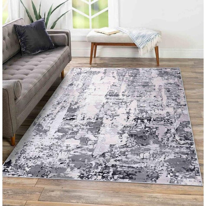 Emperor 320 Styra EMP20 Modern Abstract Distressed Metallic Shimmer Soft Textured Hi-Lo Polyblend Short Pile Silver Rug-Desire Rugs-Rug Love - The Most Loved Rug Store