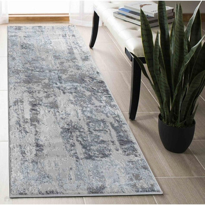 Emperor 320 Styra EMP20 Modern Abstract Distressed Metallic Shimmer Soft Textured Hi-Lo Polyblend Short Pile Silver Rug-Desire Rugs-Rug Love - The Most Loved Rug Store