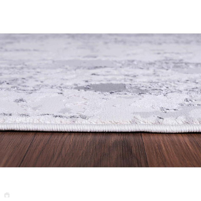 Emperor 320 Styra EMP20 Modern Abstract Distressed Metallic Shimmer Soft Textured Hi-Lo Polyblend Short Pile Silver Rug-Desire Rugs-Rug Love - The Most Loved Rug Store
