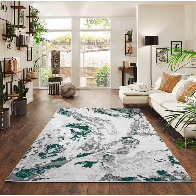 Emperor 325 Picasso EMP25 Modern Abstract Distressed Metallic Shimmer Soft Textured Hi-Lo Polyblend Short Pile Aqua Rug-Desire Rugs-Rug Love - The Most Loved Rug Store