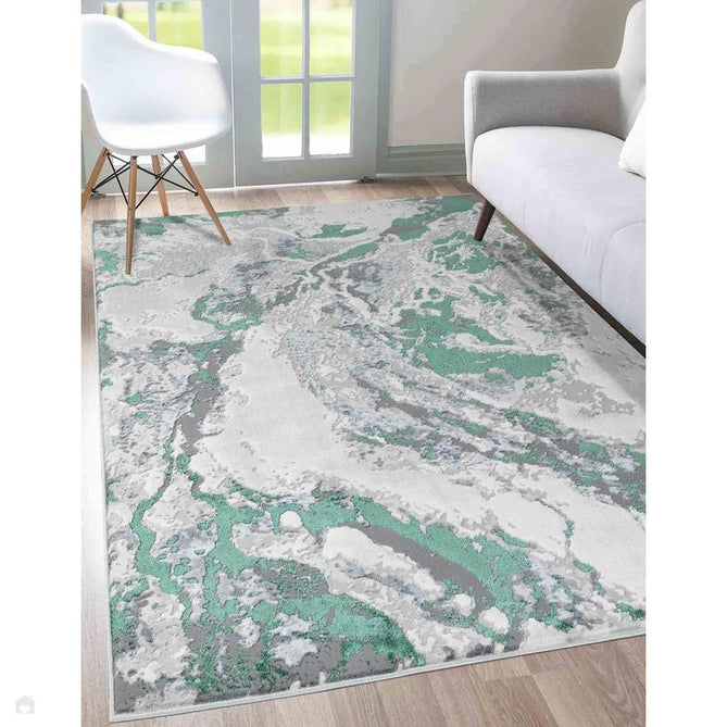 Emperor 325 Picasso EMP25 Modern Abstract Distressed Metallic Shimmer Soft Textured Hi-Lo Polyblend Short Pile Aqua Rug-Desire Rugs-Rug Love - The Most Loved Rug Store
