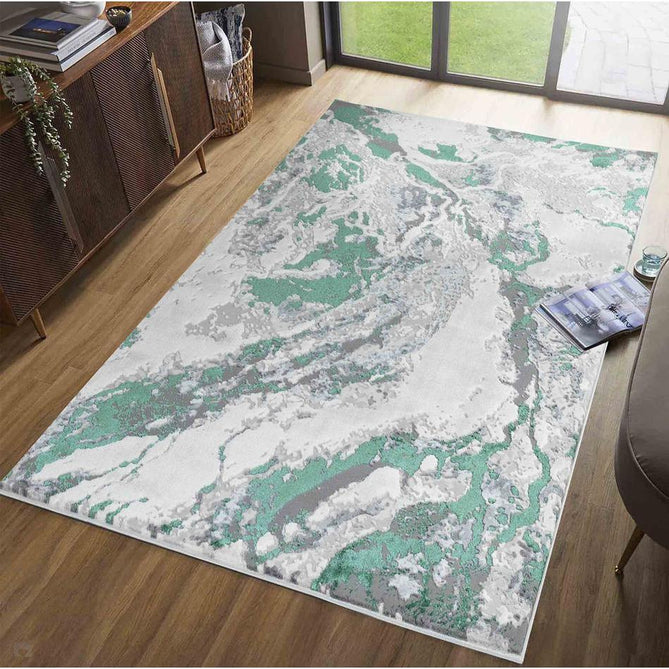 Emperor 325 Picasso EMP25 Modern Abstract Distressed Metallic Shimmer Soft Textured Hi-Lo Polyblend Short Pile Aqua Rug-Desire Rugs-Rug Love - The Most Loved Rug Store