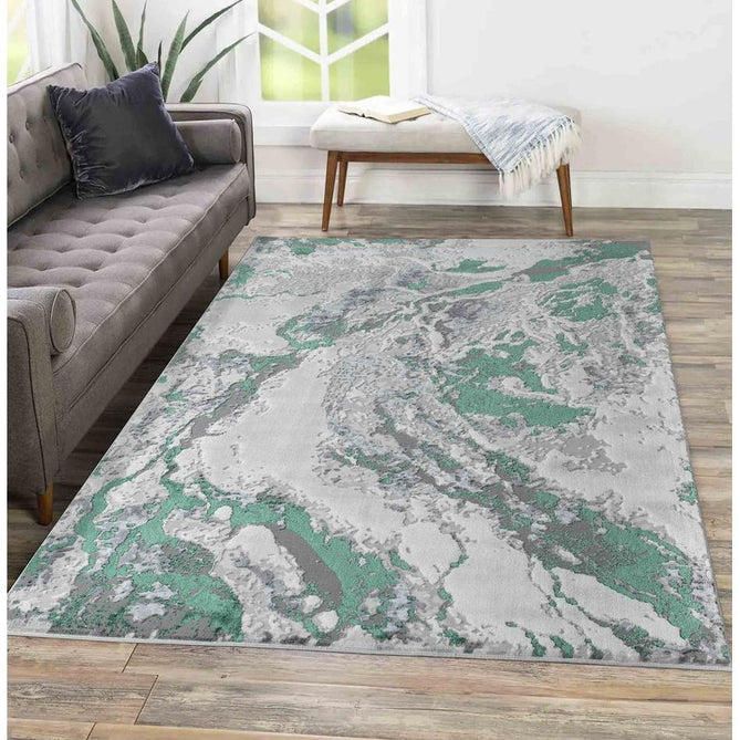 Emperor 325 Picasso EMP25 Modern Abstract Distressed Metallic Shimmer Soft Textured Hi-Lo Polyblend Short Pile Aqua Rug-Desire Rugs-Rug Love - The Most Loved Rug Store
