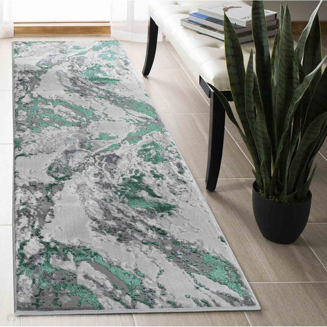 Emperor 325 Picasso EMP25 Modern Abstract Distressed Metallic Shimmer Soft Textured Hi-Lo Polyblend Short Pile Aqua Rug-Desire Rugs-Rug Love - The Most Loved Rug Store