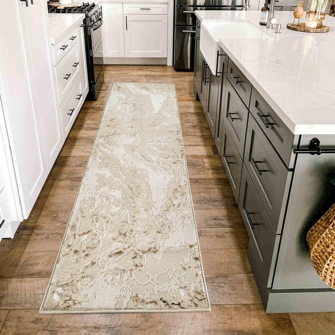 Emperor 325 Picasso EMP25 Modern Abstract Distressed Metallic Shimmer Soft Textured Hi-Lo Polyblend Short Pile Beige Rug-Desire Rugs-Rug Love - The Most Loved Rug Store