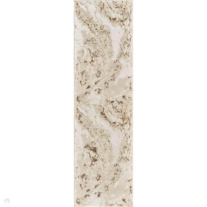 Emperor 325 Picasso EMP25 Modern Abstract Distressed Metallic Shimmer Soft Textured Hi-Lo Polyblend Short Pile Beige Runner