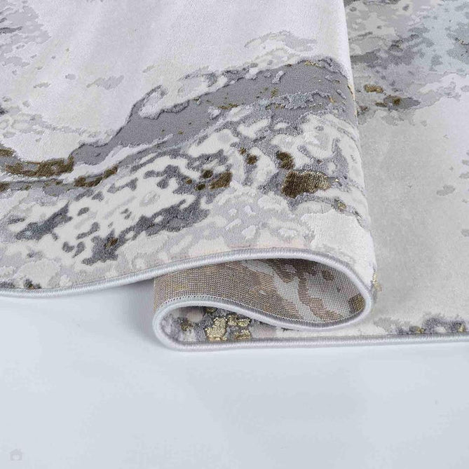 Emperor 325 Picasso EMP25 Modern Abstract Distressed Metallic Shimmer Soft Textured Hi-Lo Polyblend Short Pile Gold Runner