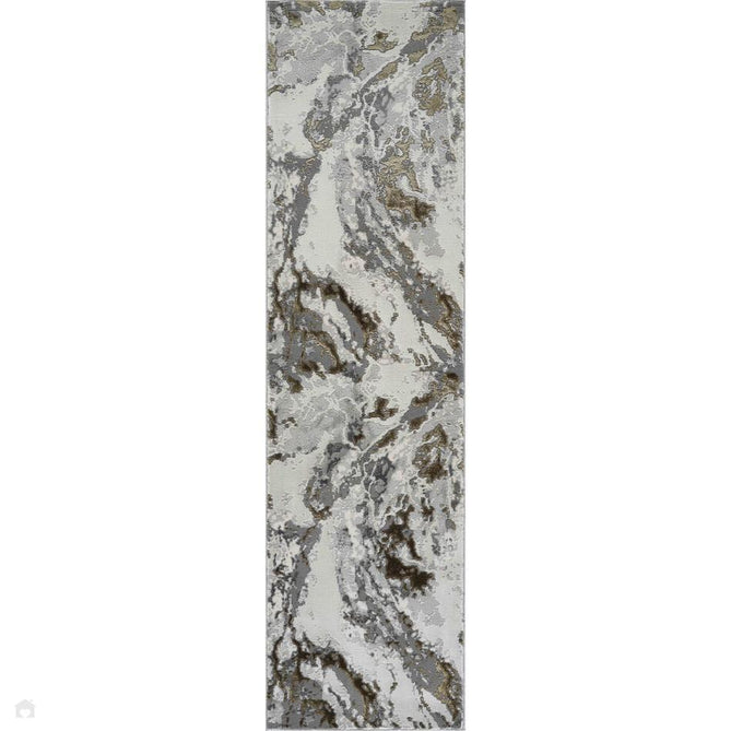 Emperor 325 Picasso EMP25 Modern Abstract Distressed Metallic Shimmer Soft Textured Hi-Lo Polyblend Short Pile Gold Runner