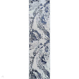 Emperor 325 Picasso EMP25 Modern Abstract Distressed Metallic Shimmer Soft Textured Hi-Lo Polyblend Short Pile Navy Runner