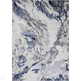 Emperor 325 Picasso EMP25 Modern Abstract Distressed Metallic Shimmer Soft Textured Hi-Lo Polyblend Short Pile Navy Rug