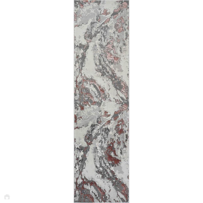 Emperor 325 Picasso EMP25 Modern Abstract Distressed Metallic Shimmer Soft Textured Hi-Lo Polyblend Short Pile Pink Runner