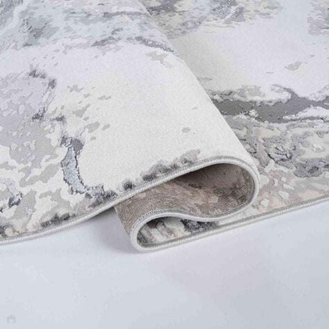 Emperor 325 Picasso EMP25 Modern Abstract Distressed Metallic Shimmer Soft Textured Hi-Lo Polyblend Short Pile Silver Rug-Desire Rugs-Rug Love - The Most Loved Rug Store