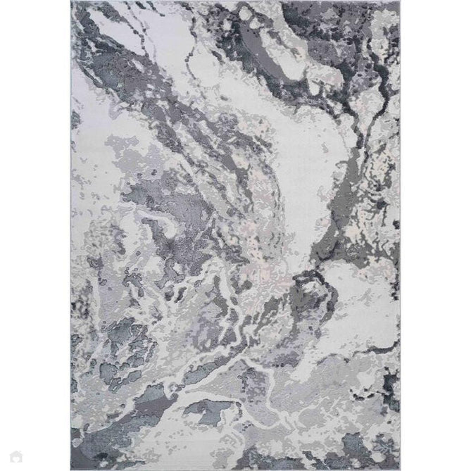 Emperor 325 Picasso EMP25 Modern Abstract Distressed Metallic Shimmer Soft Textured Hi-Lo Polyblend Short Pile Silver Rug-Desire Rugs-Rug Love - The Most Loved Rug Store