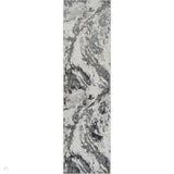 Emperor 325 Picasso EMP25 Modern Abstract Distressed Metallic Shimmer Soft Textured Hi-Lo Polyblend Short Pile Silver Runner