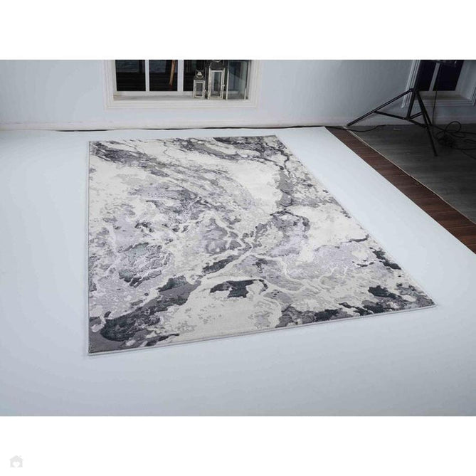 Emperor 325 Picasso EMP25 Modern Abstract Distressed Metallic Shimmer Soft Textured Hi-Lo Polyblend Short Pile Silver Rug-Desire Rugs-Rug Love - The Most Loved Rug Store