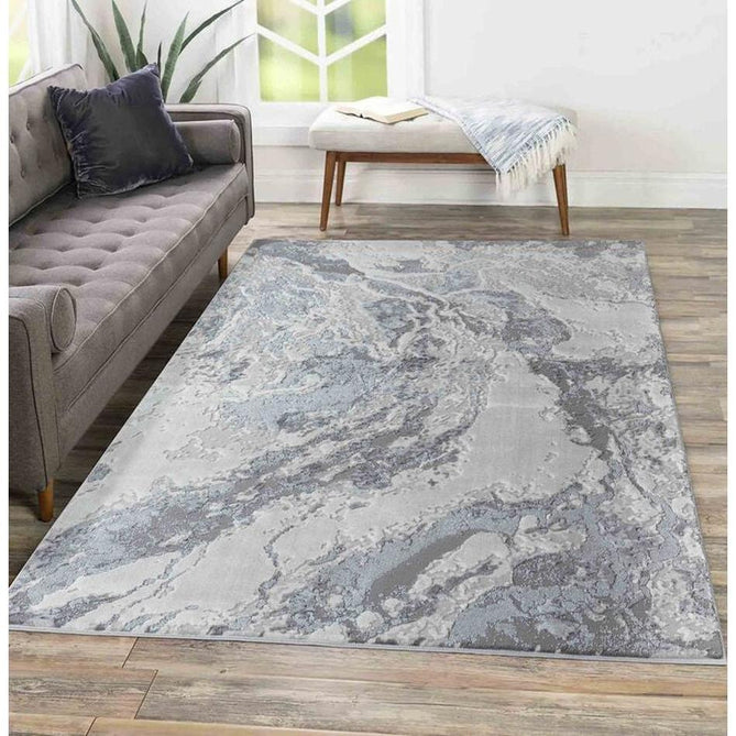 Emperor 325 Picasso EMP25 Modern Abstract Distressed Metallic Shimmer Soft Textured Hi-Lo Polyblend Short Pile Silver Rug-Desire Rugs-Rug Love - The Most Loved Rug Store
