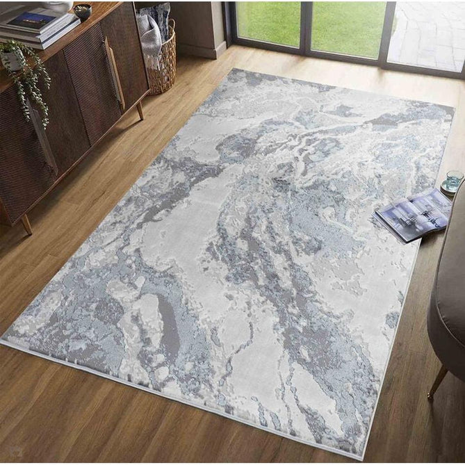 Emperor 325 Picasso EMP25 Modern Abstract Distressed Metallic Shimmer Soft Textured Hi-Lo Polyblend Short Pile Silver Rug-Desire Rugs-Rug Love - The Most Loved Rug Store