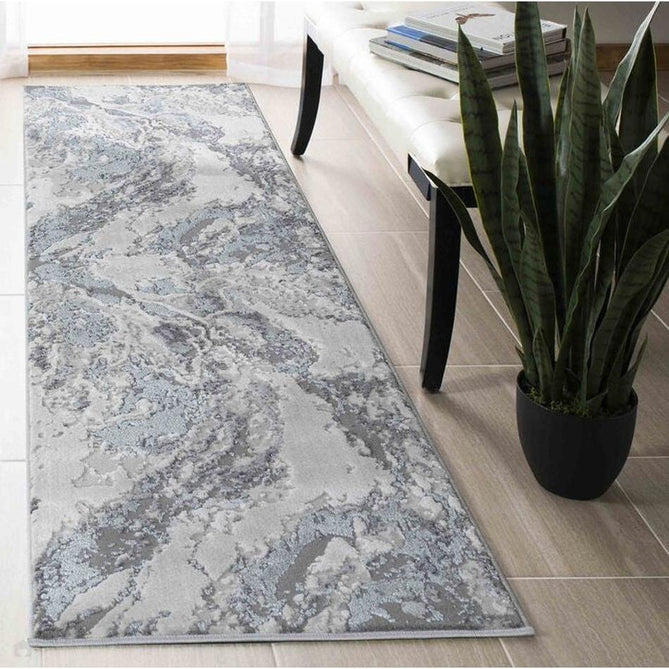 Emperor 325 Picasso EMP25 Modern Abstract Distressed Metallic Shimmer Soft Textured Hi-Lo Polyblend Short Pile Silver Rug-Desire Rugs-Rug Love - The Most Loved Rug Store
