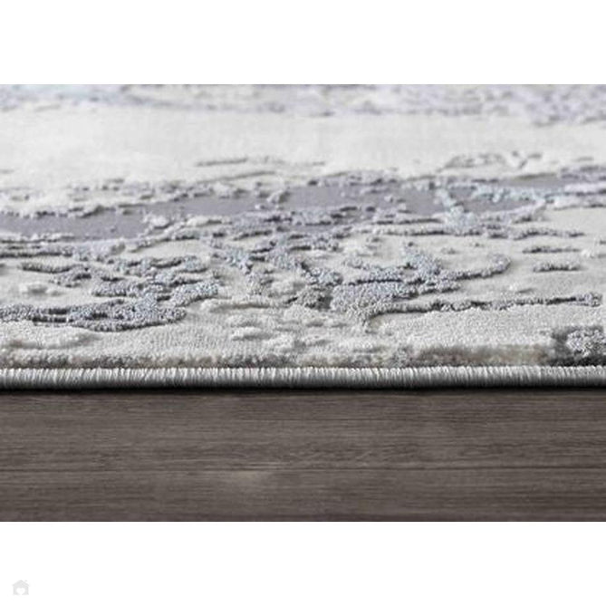 Emperor 325 Picasso EMP25 Modern Abstract Distressed Metallic Shimmer Soft Textured Hi-Lo Polyblend Short Pile Silver Rug-Desire Rugs-Rug Love - The Most Loved Rug Store