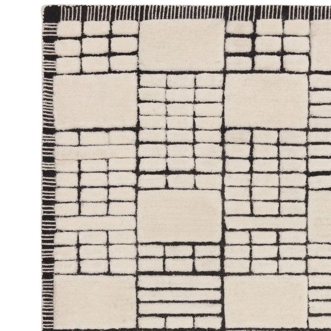 Empire Modern Geometric Grid Hand-Woven Textured Hi-Low Wool Cream/Black Rug-Asiatic Carpets-Rug Love - The Most Loved Rug Store
