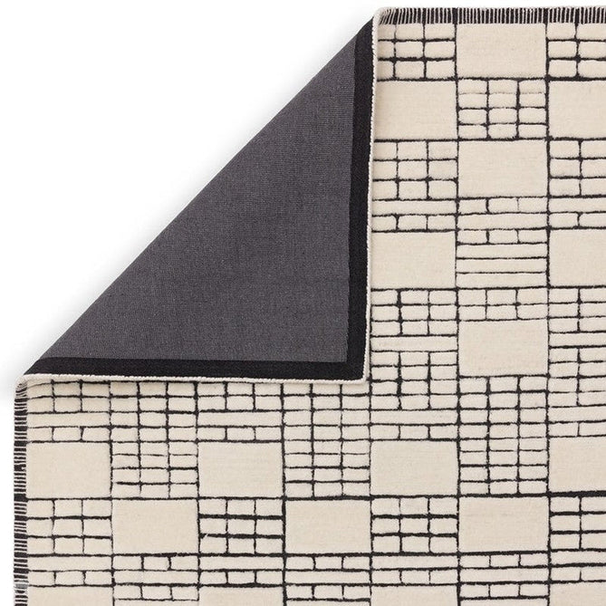 Empire Modern Geometric Grid Hand-Woven Textured Hi-Low Wool Cream/Black Rug-Asiatic Carpets-Rug Love - The Most Loved Rug Store