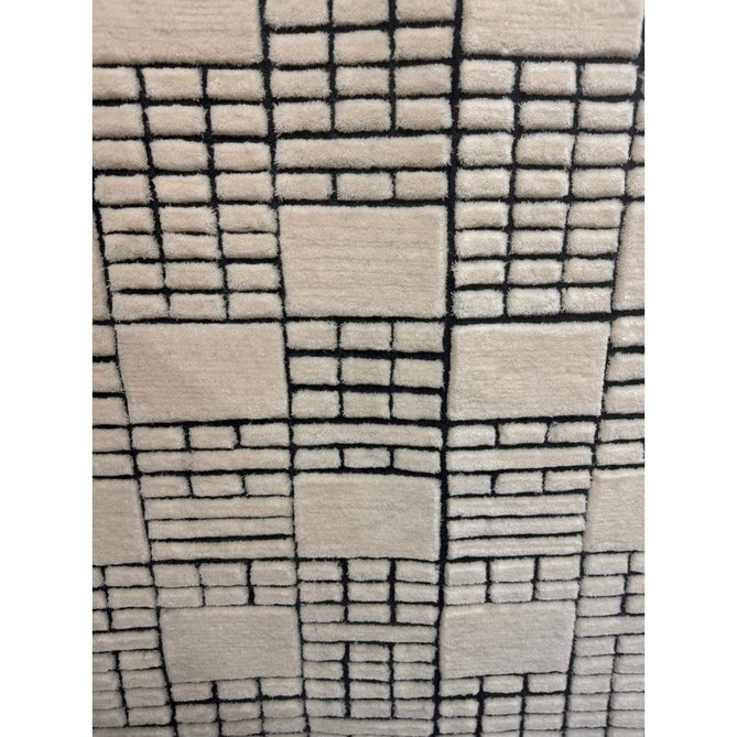 Empire Modern Geometric Grid Hand-Woven Textured Hi-Low Wool Cream/Black Rug-Asiatic Carpets-Rug Love - The Most Loved Rug Store