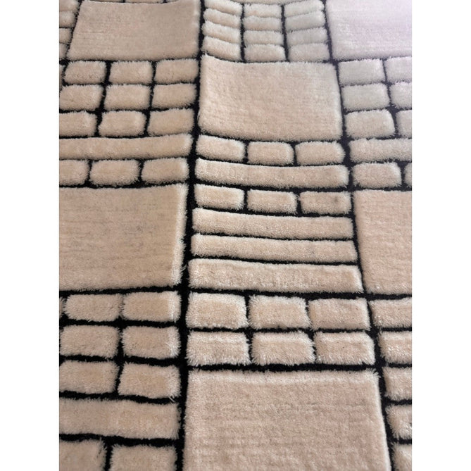 Empire Modern Geometric Grid Hand-Woven Textured Hi-Low Wool Cream/Black Rug-Asiatic Carpets-Rug Love - The Most Loved Rug Store