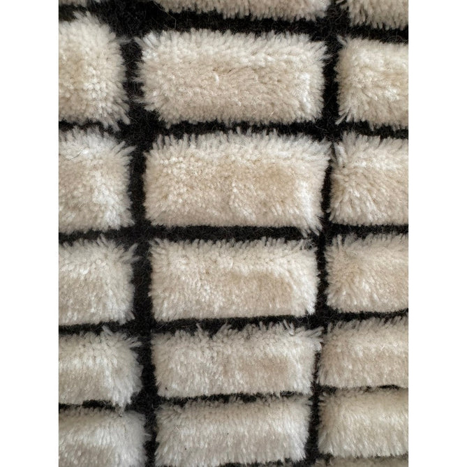 Empire Modern Geometric Grid Hand-Woven Textured Hi-Low Wool Cream/Black Rug-Asiatic Carpets-Rug Love - The Most Loved Rug Store