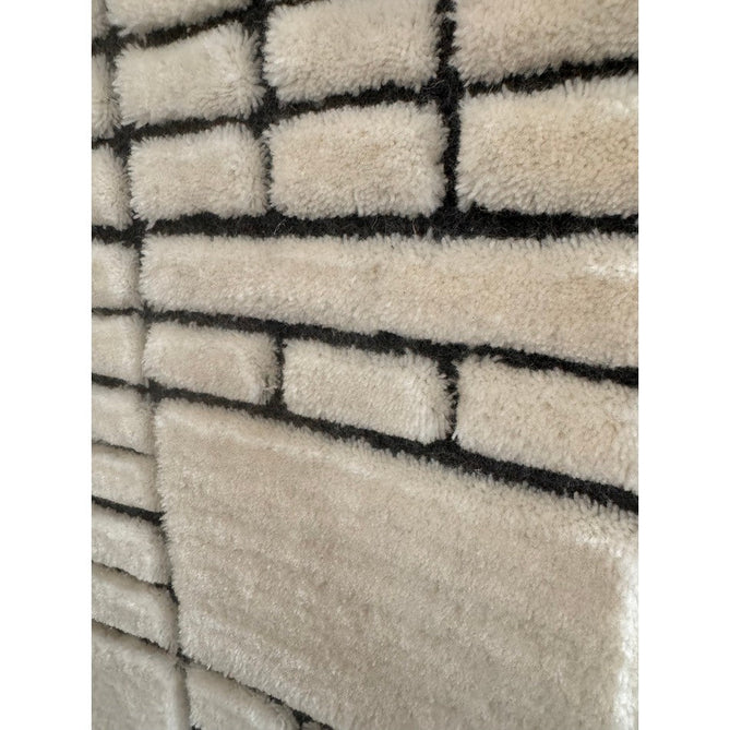 Empire Modern Geometric Grid Hand-Woven Textured Hi-Low Wool Cream/Black Rug-Asiatic Carpets-Rug Love - The Most Loved Rug Store