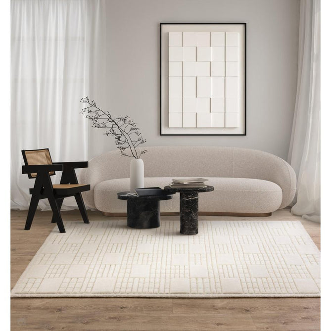 Empire Modern Geometric Grid Hand-Woven Textured Hi-Low Wool Cream/Neutral Rug-Asiatic Carpets-Rug Love - The Most Loved Rug Store