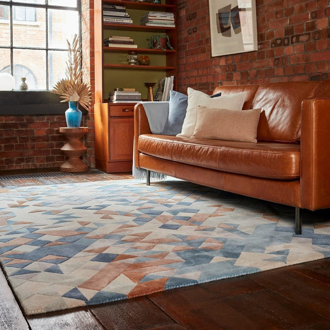 Enigma Modern Geometric 3D Hand-Carved High-Density Heavy-Weight Hi-Low Textured Soft Wool&Viscose Blue/Beige/Brown/Grey/Cream/Multicolour Rug-Asiatic Carpets-Rug Love - The Most Loved Rug Store