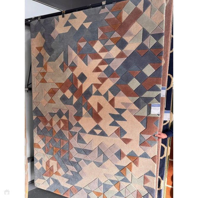 Enigma Modern Geometric 3D Hand-Carved High-Density Heavy-Weight Hi-Low Textured Soft Wool&Viscose Blue/Beige/Brown/Grey/Cream/Multicolour Rug-Asiatic Carpets-Rug Love - The Most Loved Rug Store