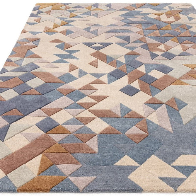 Enigma Modern Geometric 3D Hand-Carved High-Density Heavy-Weight Hi-Low Textured Soft Wool&Viscose Blue/Beige/Brown/Grey/Cream/Multicolour Rug-Asiatic Carpets-Rug Love - The Most Loved Rug Store