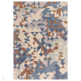 Enigma Modern Geometric 3D Hand-Carved High-Density Heavy-Weight Hi-Low Textured Soft Wool&Viscose Blue/Multicolour Rug