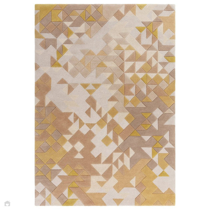 Enigma Modern Geometric 3D Hand-Carved High-Density Heavy-Weight Hi-Low Textured Soft Wool&Viscose Gold/Beige/BrownMulticolour Rug-Asiatic Carpets-Rug Love - The Most Loved Rug Store