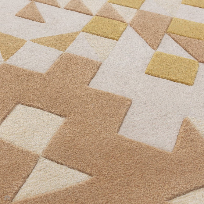 Enigma Modern Geometric 3D Hand-Carved High-Density Heavy-Weight Hi-Low Textured Soft Wool&Viscose Gold/Beige/BrownMulticolour Rug-Asiatic Carpets-Rug Love - The Most Loved Rug Store