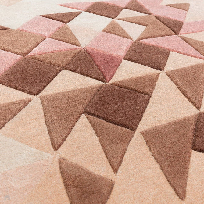 Enigma Modern Geometric 3D Hand-Carved High-Density Heavy-Weight Hi-Low Textured Soft Wool&Viscose Rose/Multicolour Rug-Asiatic Carpets-Rug Love - The Most Loved Rug Store