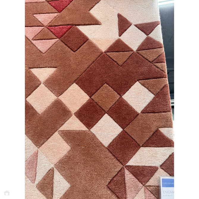 Enigma Modern Geometric 3D Hand-Carved High-Density Heavy-Weight Hi-Low Textured Soft Wool&Viscose Rose/Multicolour Rug-Asiatic Carpets-Rug Love - The Most Loved Rug Store