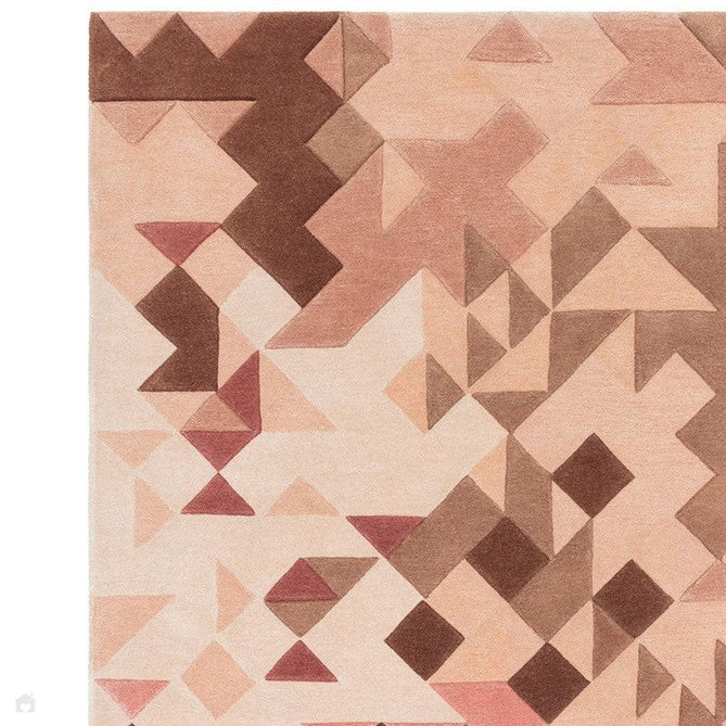 Enigma Modern Geometric 3D Hand-Carved High-Density Heavy-Weight Hi-Low Textured Soft Wool&Viscose Rose/Multicolour Rug-Asiatic Carpets-Rug Love - The Most Loved Rug Store