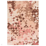 Enigma Modern Geometric 3D Hand-Carved High-Density Heavy-Weight Hi-Low Textured Soft Wool&Viscose Rose/Multicolour Rug