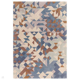 Enigma Modern Geometric 3D Shimmer Hand-Carved High-Density Heavy-Weight Hi-Low Textured Soft Wool&Viscose Blue/Beige/Brown/Grey/Cream/Multicolour Rug