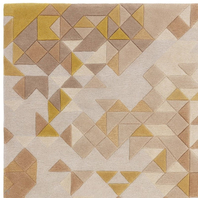 Enigma Modern Geometric 3D Shimmer Hand-Carved High-Density Heavy-Weight Hi-Low Textured Soft Wool&Viscose Gold/Beige/BrownMulticolour Rug-Asiatic Carpets-Rug Love - The Most Loved Rug Store