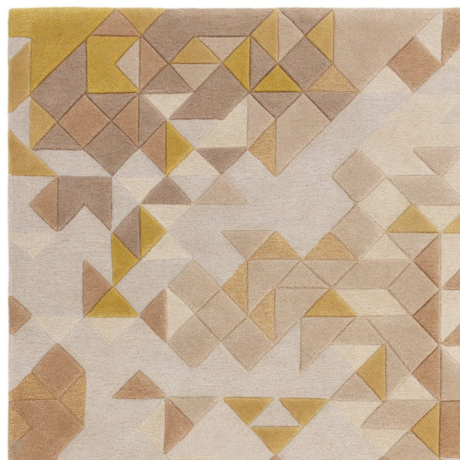 Enigma Modern Geometric 3D Shimmer Hand-Carved High-Density Heavy-Weight Hi-Low Textured Soft Wool&Viscose Gold/Beige/BrownMulticolour Rug-Asiatic Carpets-Rug Love - The Most Loved Rug Store