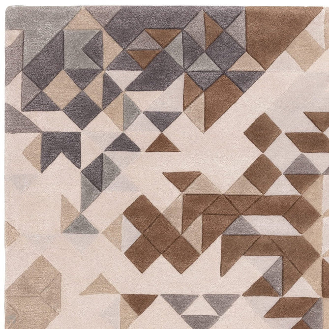 Enigma Modern Geometric 3D Shimmer Hand-Carved High-Density Heavy-Weight Hi-Low Textured Soft Wool&Viscose Grey/Beige/Brown/CreamMulticolour Rug-Asiatic Carpets-Rug Love - The Most Loved Rug Store