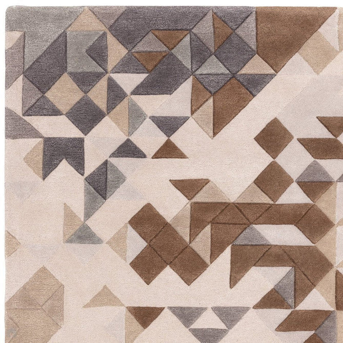 Enigma Modern Geometric 3D Shimmer Hand-Carved High-Density Heavy-Weight Hi-Low Textured Soft Wool&Viscose Grey/Beige/Brown/CreamMulticolour Rug-Asiatic Carpets-Rug Love - The Most Loved Rug Store