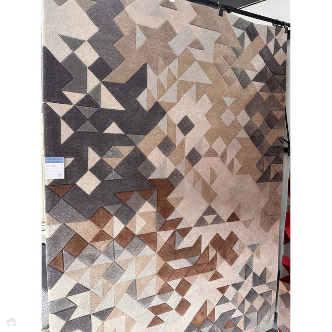 Enigma Modern Geometric 3D Shimmer Hand-Carved High-Density Heavy-Weight Hi-Low Textured Soft Wool&Viscose Grey/Beige/Brown/CreamMulticolour Rug-Asiatic Carpets-Rug Love - The Most Loved Rug Store