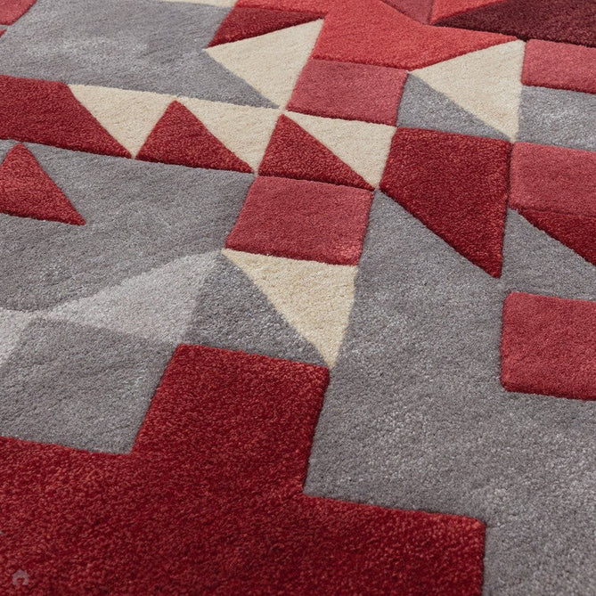 Enigma Modern Geometric 3D Shimmer Hand-Carved High-Density Heavy-Weight Hi-Low Textured Soft Wool&Viscose Red/Grey/Cream/Beige/Multicolour Rug-Asiatic Carpets-Rug Love - The Most Loved Rug Store
