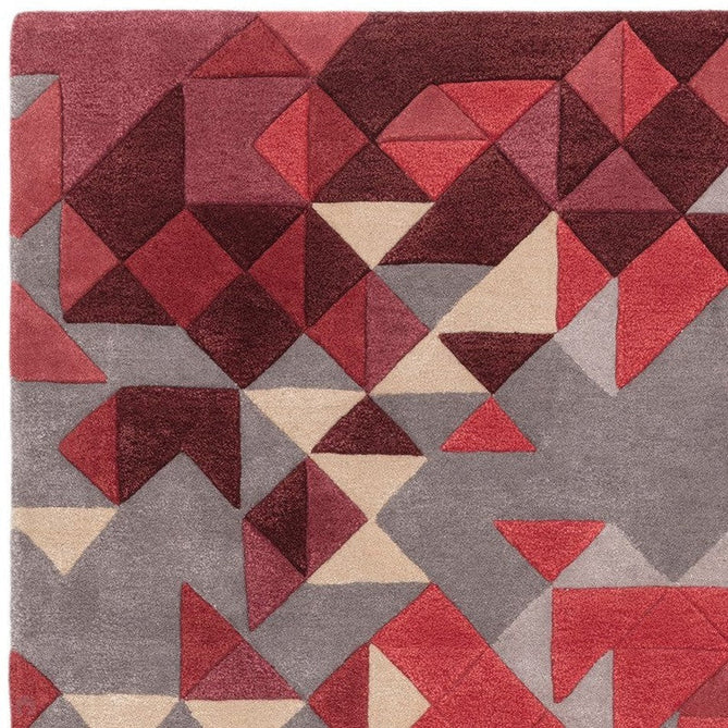 Enigma Modern Geometric 3D Shimmer Hand-Carved High-Density Heavy-Weight Hi-Low Textured Soft Wool&Viscose Red/Grey/Cream/Beige/Multicolour Rug-Asiatic Carpets-Rug Love - The Most Loved Rug Store